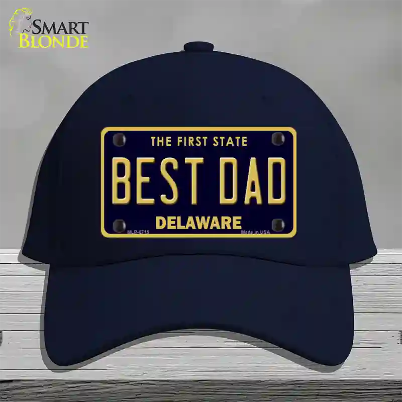 Best Dad Delaware Novelty License Plate Hat Cotton / Navy