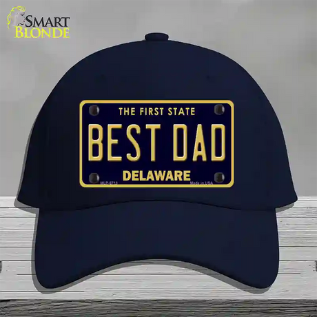 Best Dad Delaware Novelty License Plate Hat Cotton / Navy