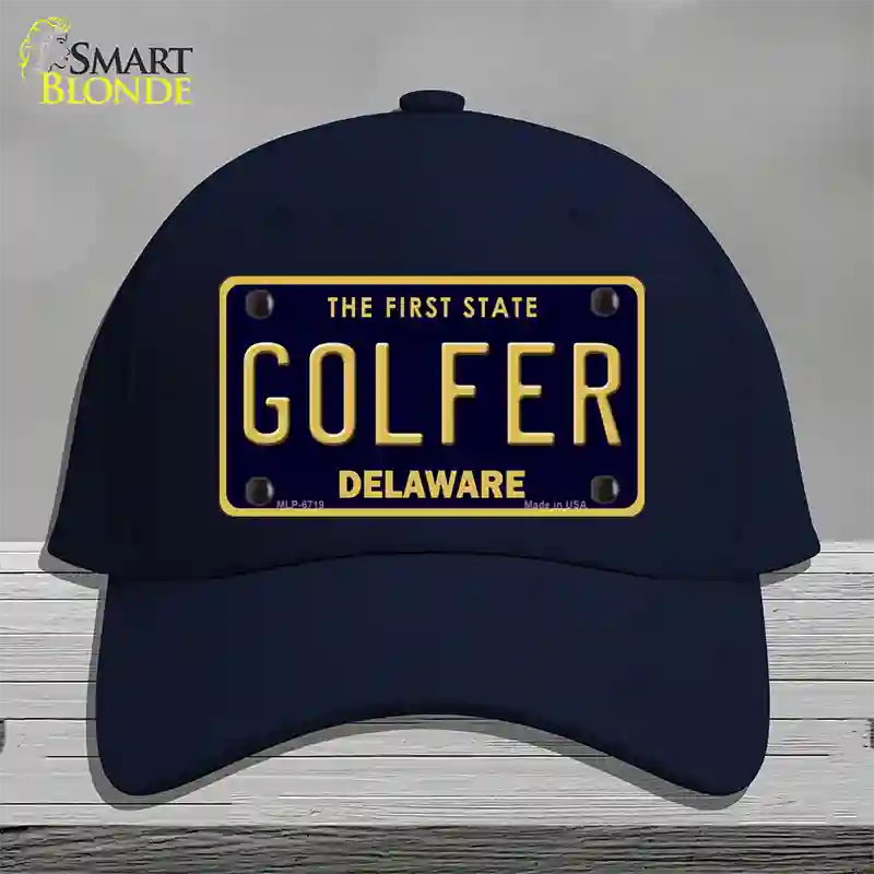 Golfer Delaware Novelty License Plate Hat Cotton / Navy