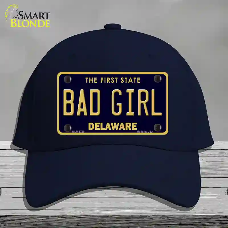 Bad Girl Delaware Novelty License Plate Hat Cotton / Navy