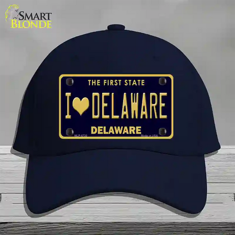 I Love Delaware Novelty License Plate Hat Cotton / Navy