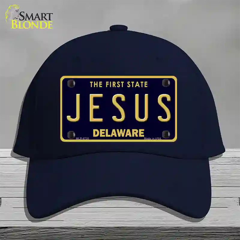 Jesus Delaware Novelty License Plate Hat Cotton / Navy