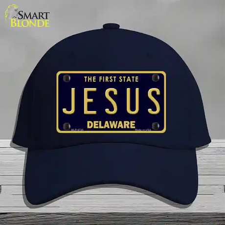 Jesus Delaware Novelty License Plate Hat Cotton / Navy