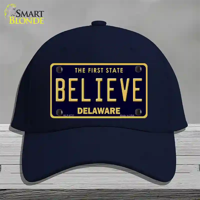 Believe Delaware Novelty License Plate Hat Cotton / Navy