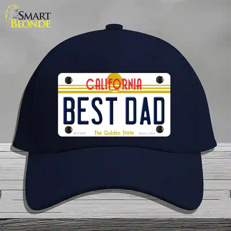 Best Dad California Novelty License Plate Hat Cotton / Navy