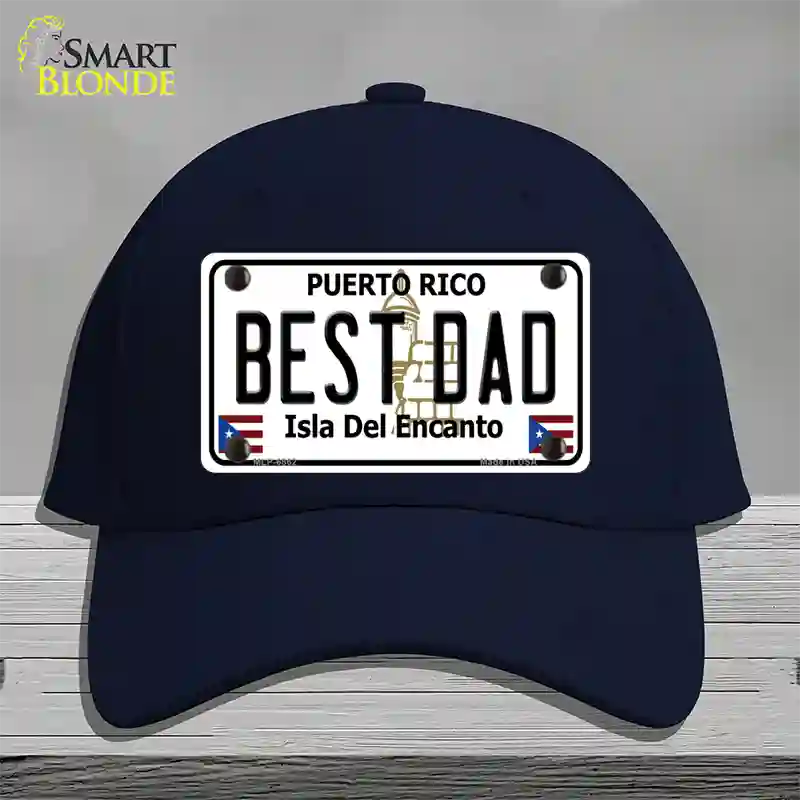 Best Dad Puerto Rico Novelty License Plate Hat Cotton / Navy