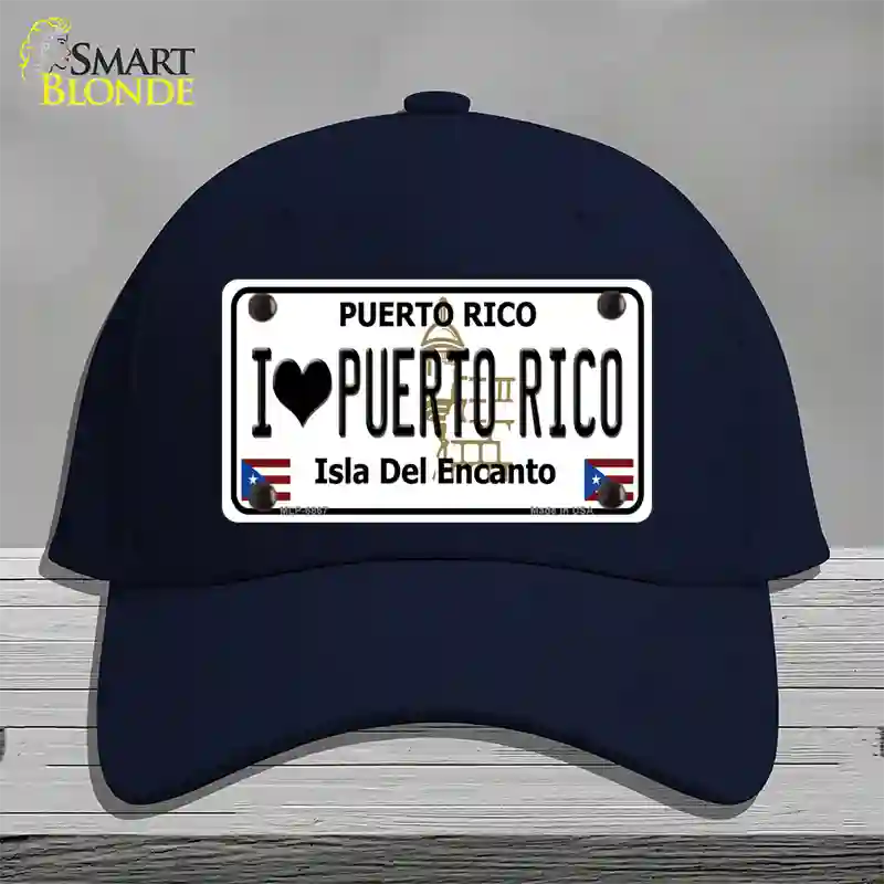 I Heart Puerto Rico Novelty License Plate Hat Cotton / Navy