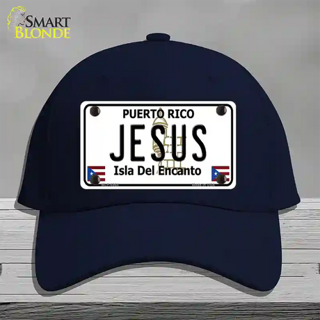 Jesus Puerto Rico Novelty License Plate Hat Cotton / Navy