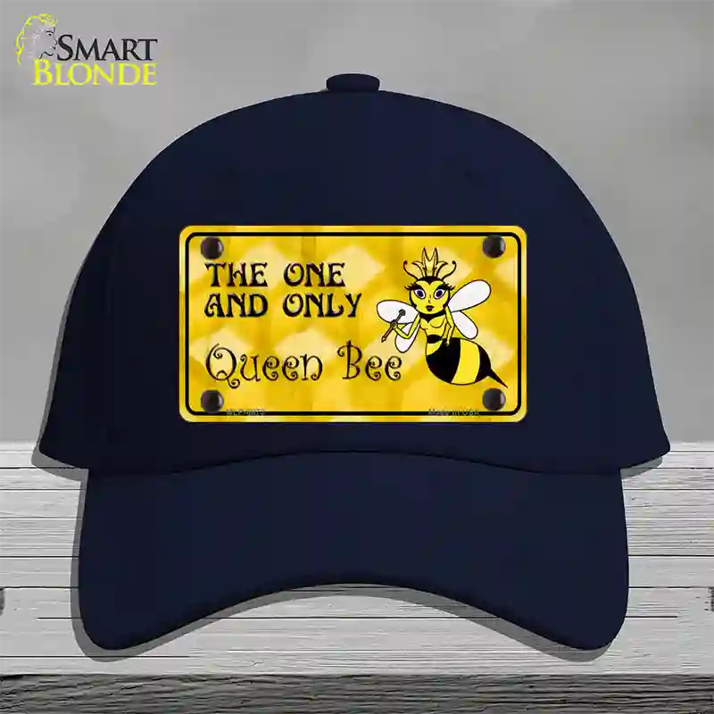 Queen Bee Yellow Novelty License Plate Hat Cotton / Navy