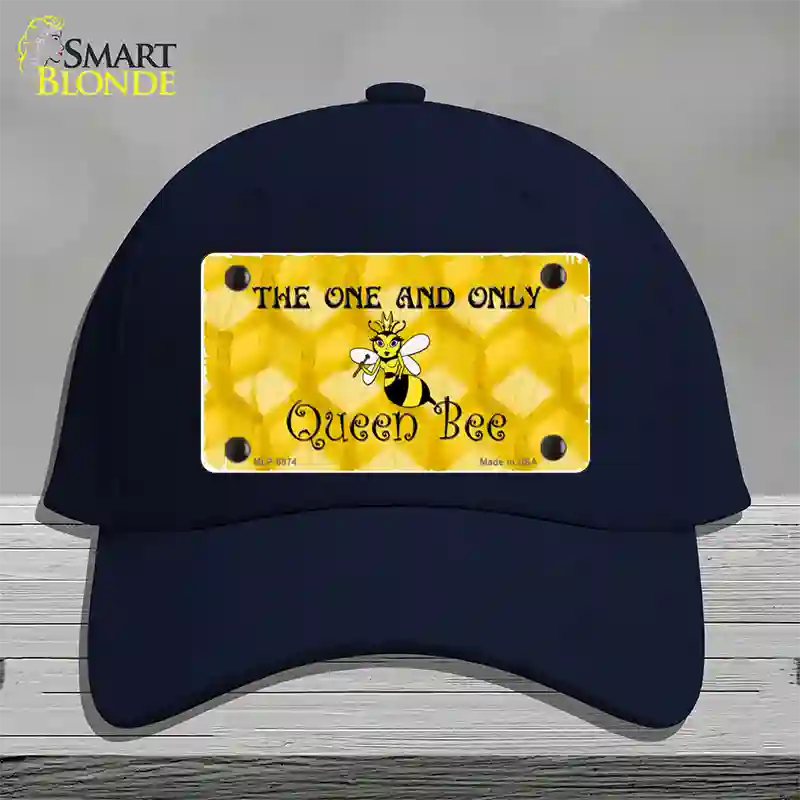 Queen Bee Honey Comb Novelty License Plate Hat Cotton / Navy