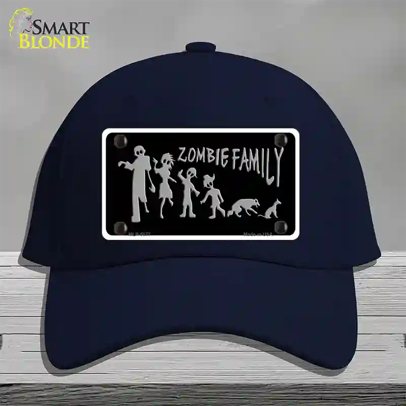 Zombie Family Black Novelty License Plate Hat Cotton / Navy