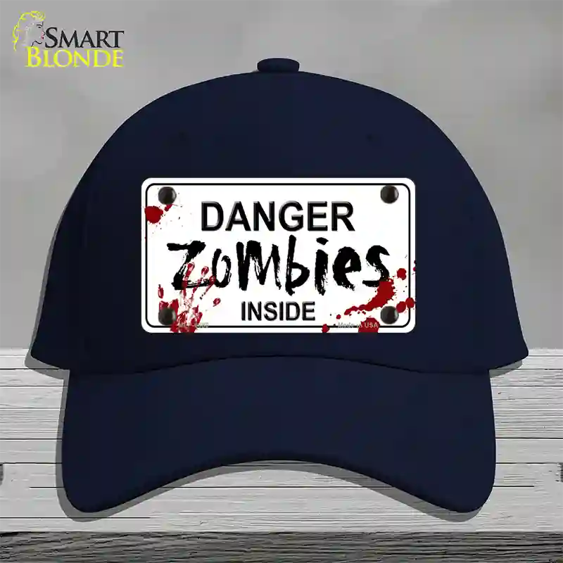 Danger Zombies Inside Novelty License Plate Hat Cotton / Navy