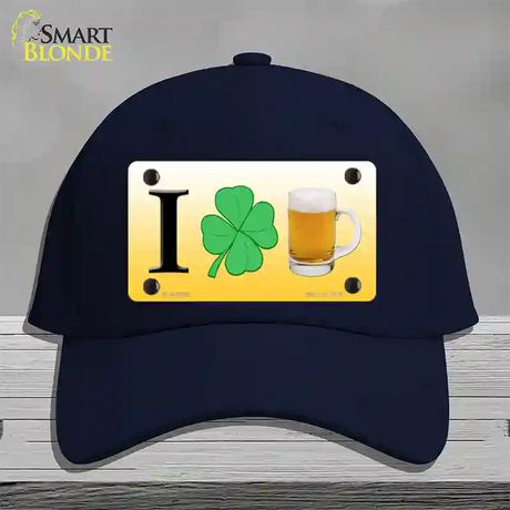 I Shamrock Beer Novelty License Plate Hat Cotton / Navy