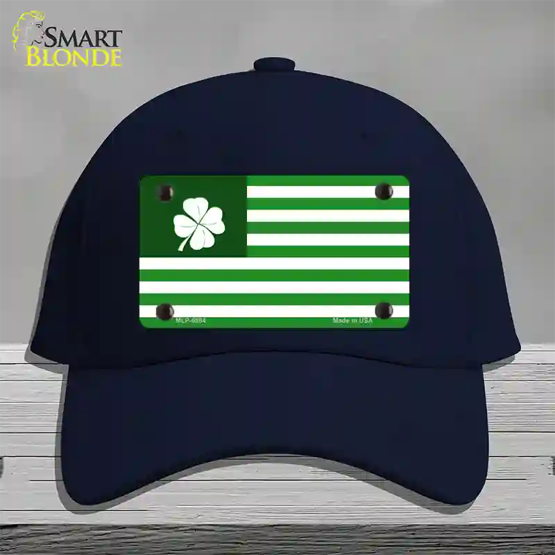 Green Shamrock Flag Novelty License Plate Hat Cotton / Navy