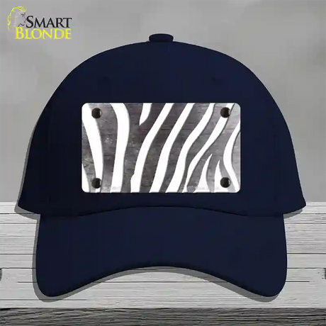 Black White Zebra Oil Rubbed Novelty License Plate Hat Cotton / Navy