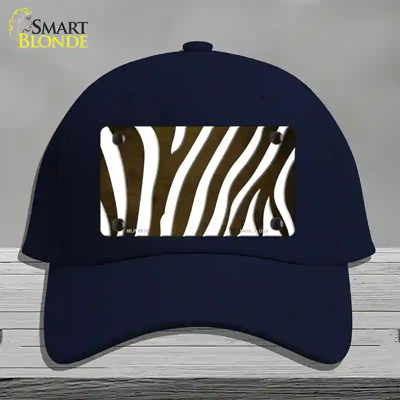 Brown White Zebra Oil Rubbed Novelty License Plate Hat Cotton / Navy