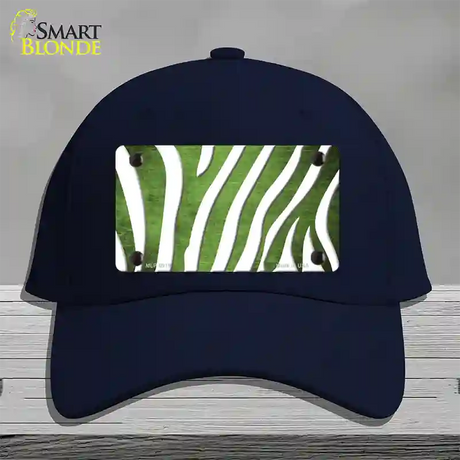 Lime Green White Zebra Oil Rubbed Novelty License Plate Hat Cotton / Navy