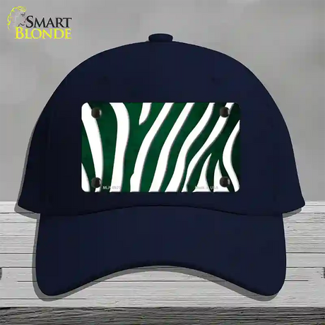 Green White Zebra Oil Rubbed Novelty License Plate Hat Cotton / Navy