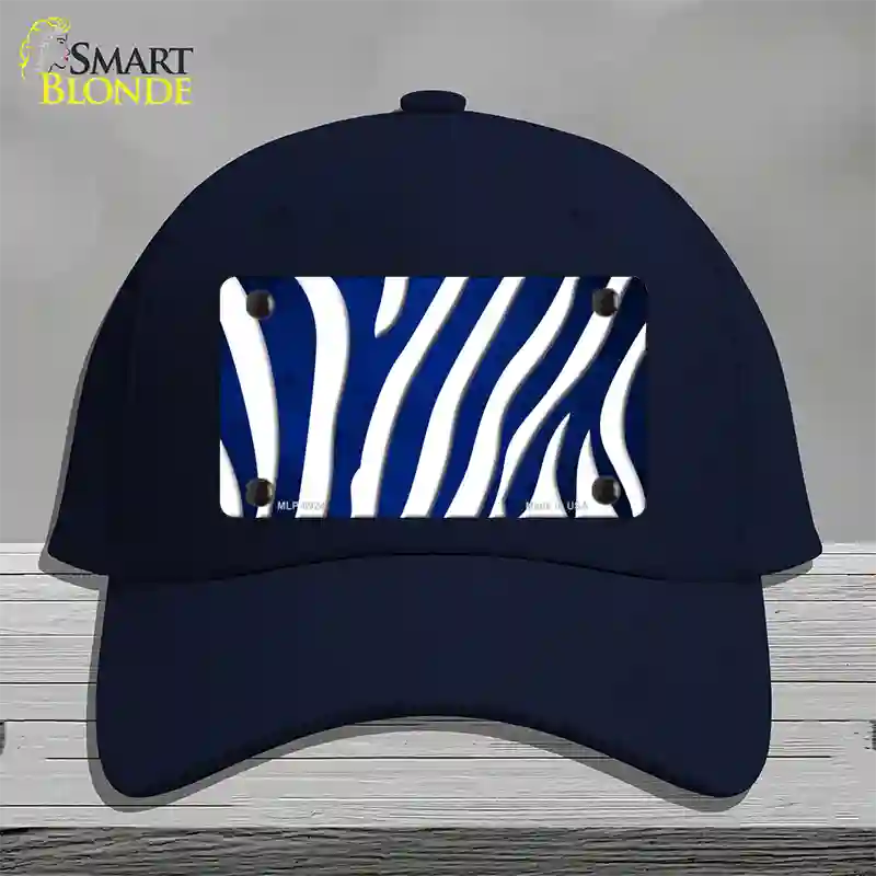 Blue White Zebra Oil Rubbed Novelty License Plate Hat Cotton / Navy