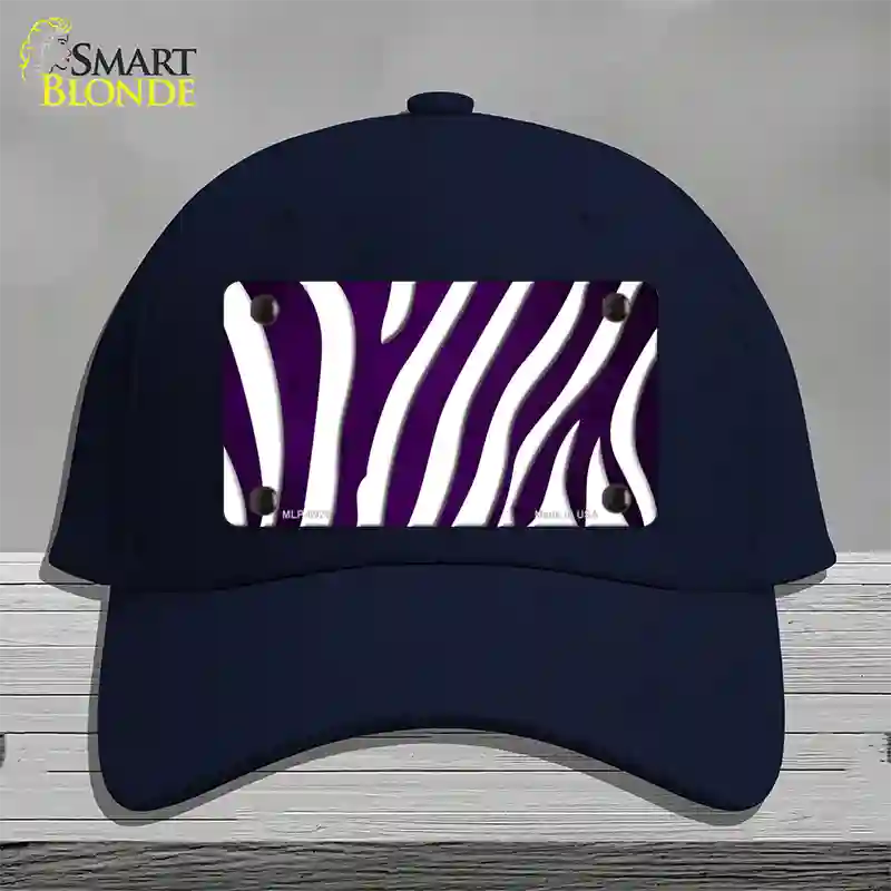 Purple White Zebra Oil Rubbed Novelty License Plate Hat Cotton / Navy