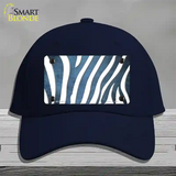 Light Blue White Zebra Oil Rubbed Novelty License Plate Hat Cotton / Navy