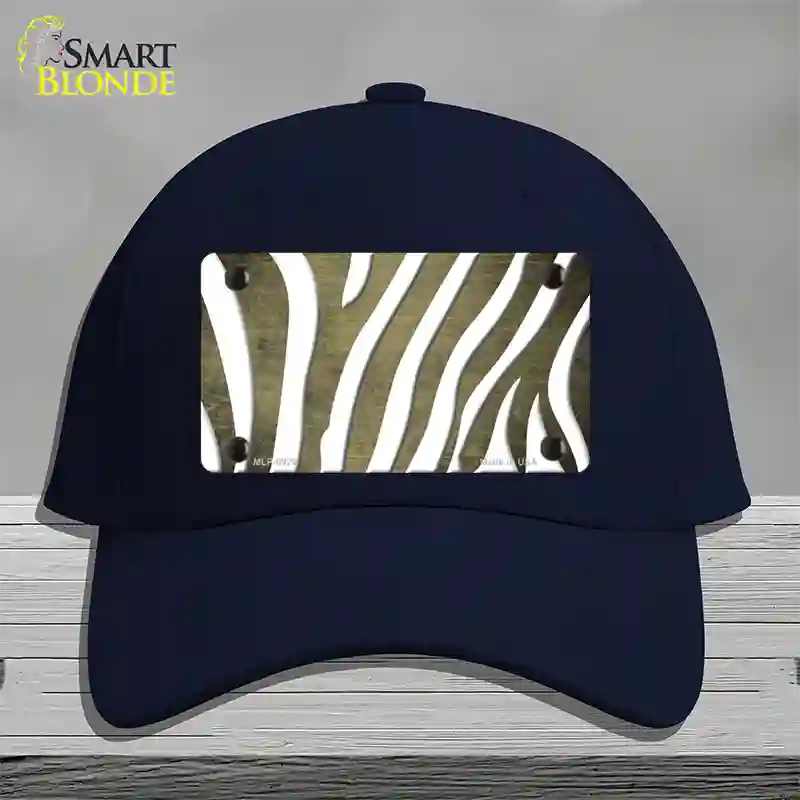 Gold White Zebra Oil Rubbed Novelty License Plate Hat Cotton / Navy