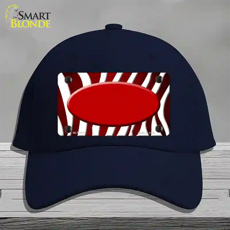 Red White Zebra Oval Oil Rubbed Novelty License Plate Hat Cotton / Navy