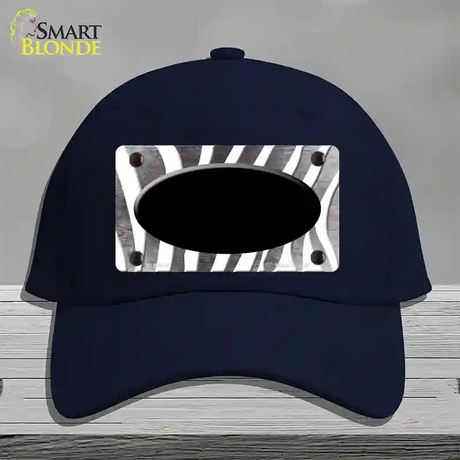 Black White Zebra Oval Oil Rubbed Novelty License Plate Hat Cotton / Navy