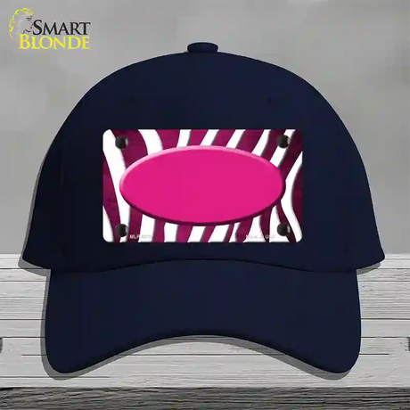 Pink White Zebra Oval Oil Rubbed Novelty License Plate Hat Cotton / Navy