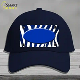 Blue White Zebra Oval Oil Rubbed Novelty License Plate Hat Cotton / Navy