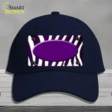 Purple White Zebra Oval Oil Rubbed Novelty License Plate Hat Cotton / Navy