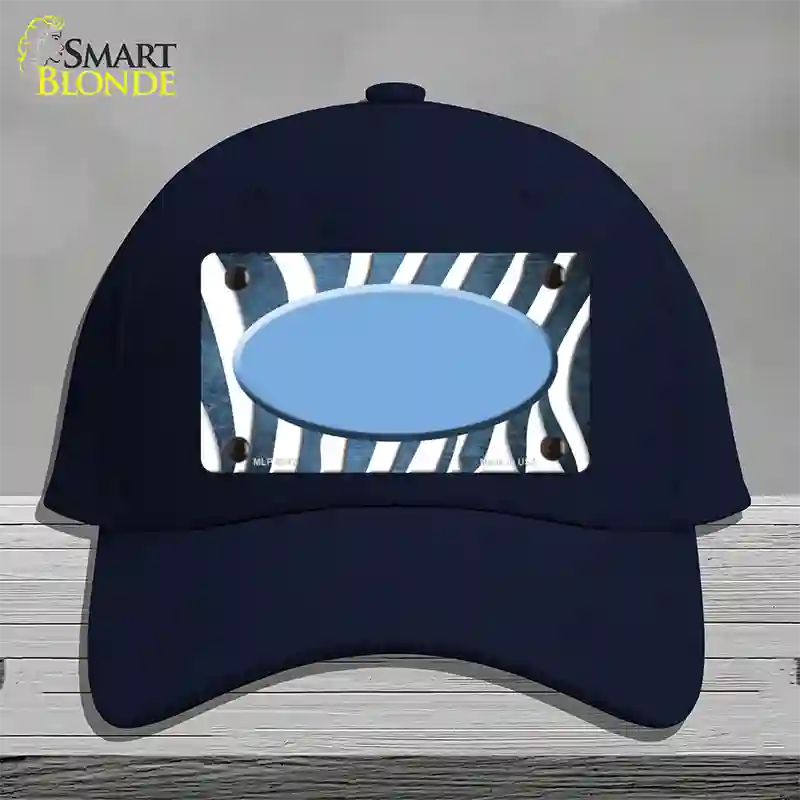 Light Blue White Zebra Oval Oil Rubbed Novelty License Plate Hat Cotton / Navy