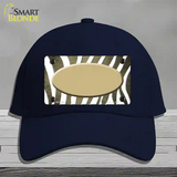 Gold White Zebra Oval Oil Rubbed Novelty License Plate Hat Cotton / Navy