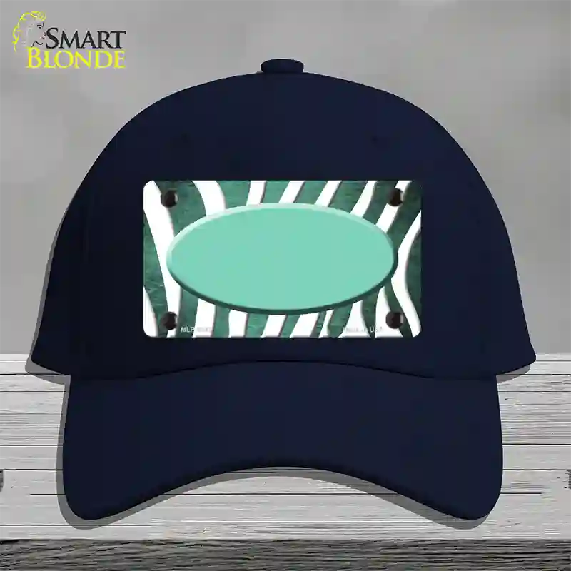 Mint White Zebra Oval Oil Rubbed Novelty License Plate Hat Cotton / Navy