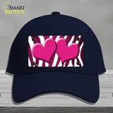 Pink White Zebra Hearts Oil Rubbed Novelty License Plate Hat Cotton / Navy