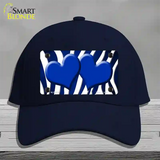 Blue White Zebra Hearts Oil Rubbed Novelty License Plate Hat Cotton / Navy