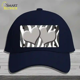 Gray White Zebra Hearts Oil Rubbed Novelty License Plate Hat Cotton / Navy