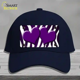 Purple White Zebra Hearts Oil Rubbed Novelty License Plate Hat Cotton / Navy