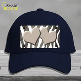 Tan White Zebra Hearts Oil Rubbed Novelty License Plate Hat Cotton / Navy