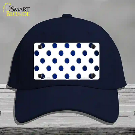 Blue White Dots Oil Rubbed Novelty License Plate Hat Cotton / Navy