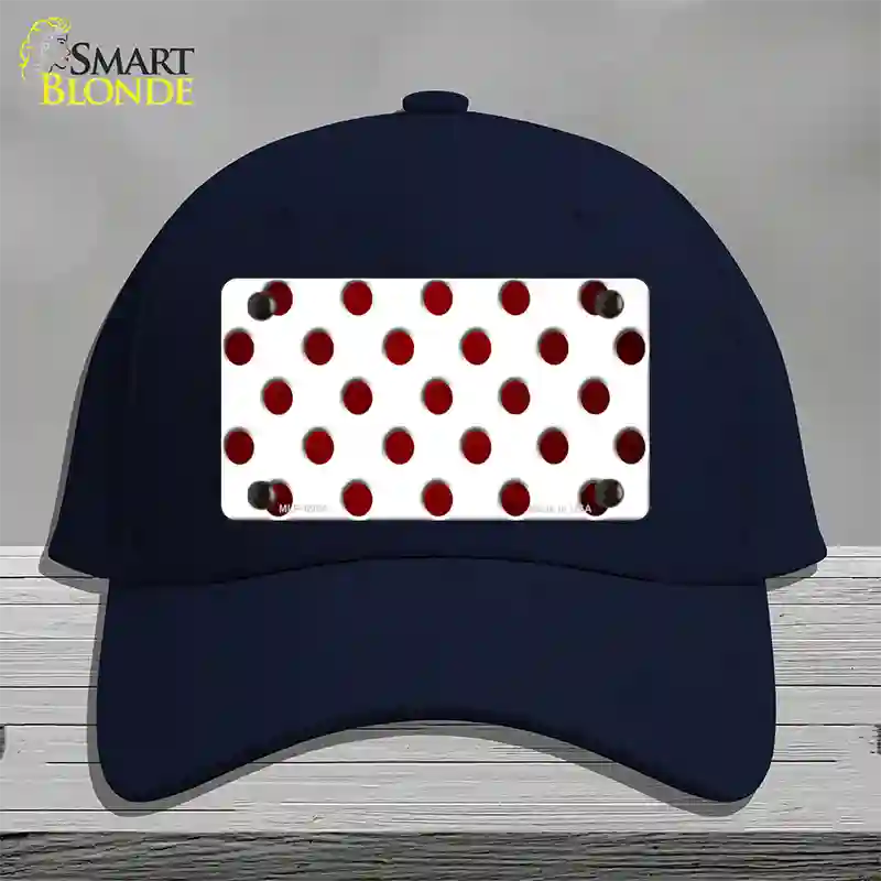 Red White Dots Oil Rubbed Novelty License Plate Hat Cotton / Navy