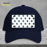 Light Blue White Dots Oil Rubbed Novelty License Plate Hat Cotton / Navy