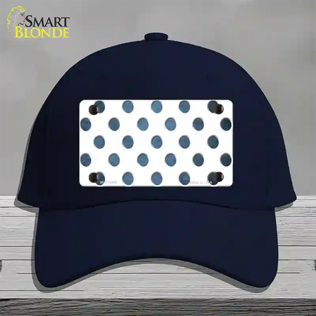 Light Blue White Dots Oil Rubbed Novelty License Plate Hat Cotton / Navy