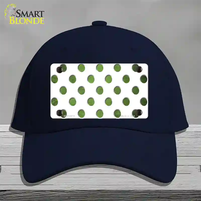 Lime Green White Dots Oil Rubbed Novelty License Plate Hat Cotton / Navy