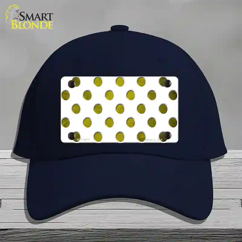 Yellow White Dots Oil Rubbed Novelty License Plate Hat Cotton / Navy