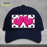 Pink White Dots Hearts Oil Rubbed Novelty License Plate Hat Cotton / Navy