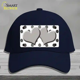 Gray White Dots Hearts Oil Rubbed Novelty License Plate Hat Cotton / Navy