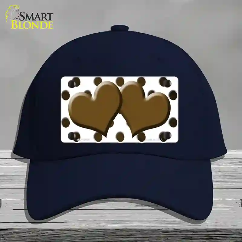 Brown White Dots Hearts Oil Rubbed Novelty License Plate Hat Cotton / Navy