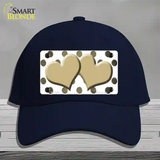 Gold White Dots Hearts Oil Rubbed Novelty License Plate Hat Cotton / Navy