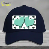 Mint White Dots Hearts Oil Rubbed Novelty License Plate Hat Cotton / Navy